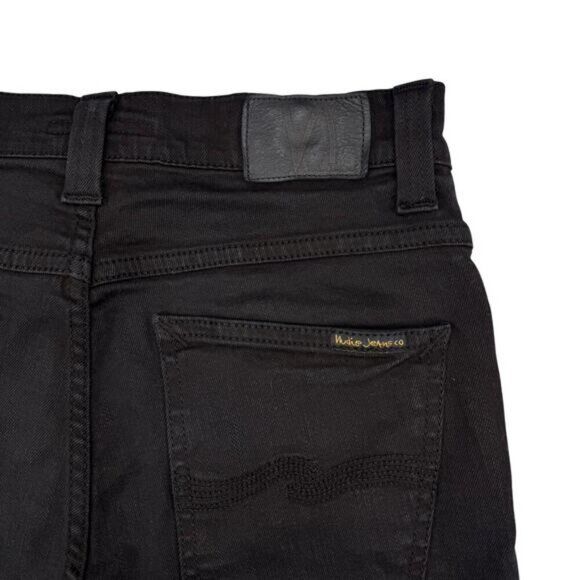 NUDIE JEANS Grim Tim Black Ring Women's Slim Straight Jeans 31 Stretch Denim - Picture 8 of 10